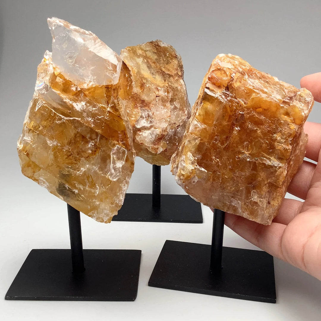 Golden Healing Quartz On Metal Display Stand