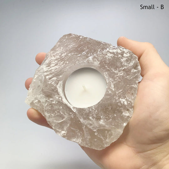 Rough Smoky Quartz Candle Holder