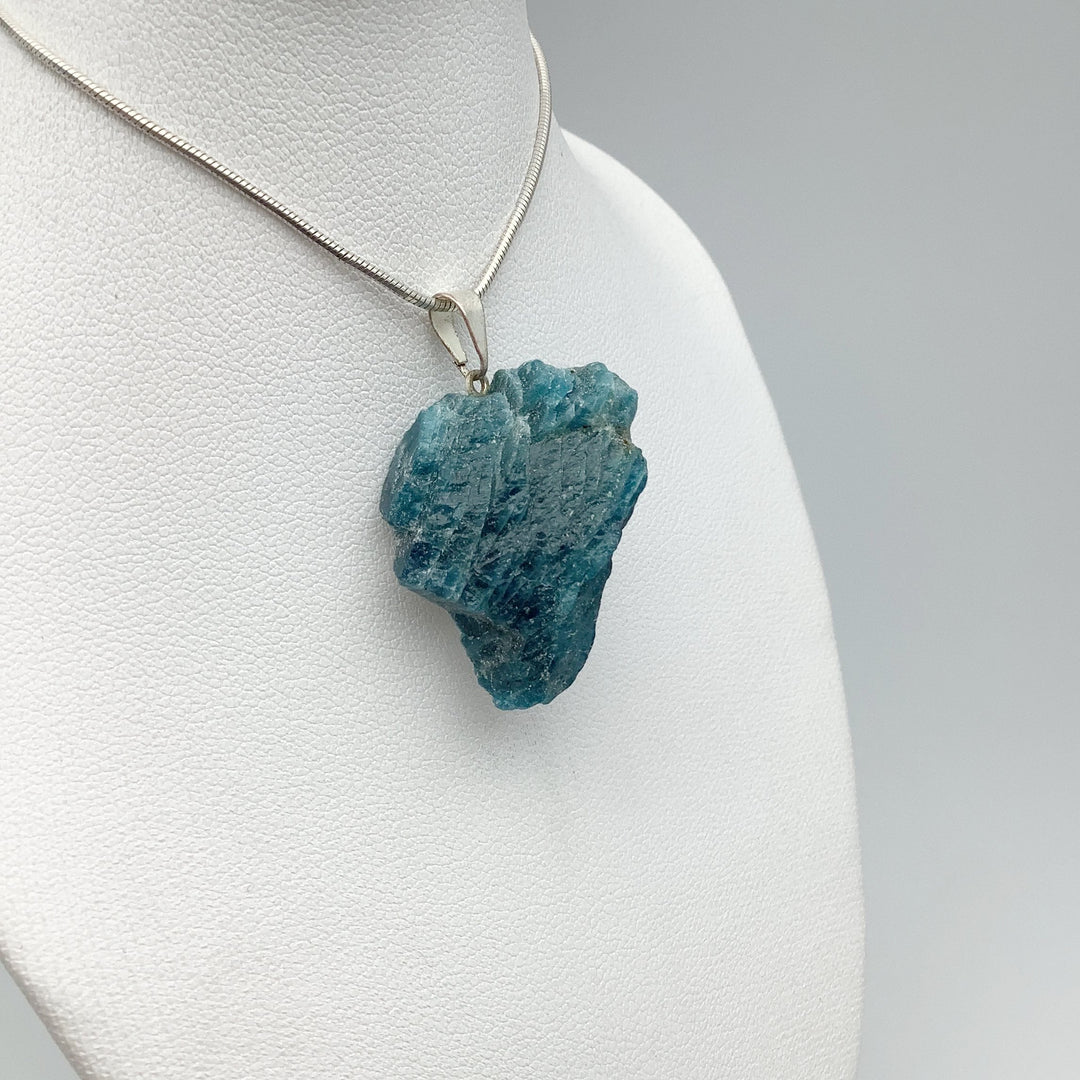 Blue Apatite Rough Chunk Pendant