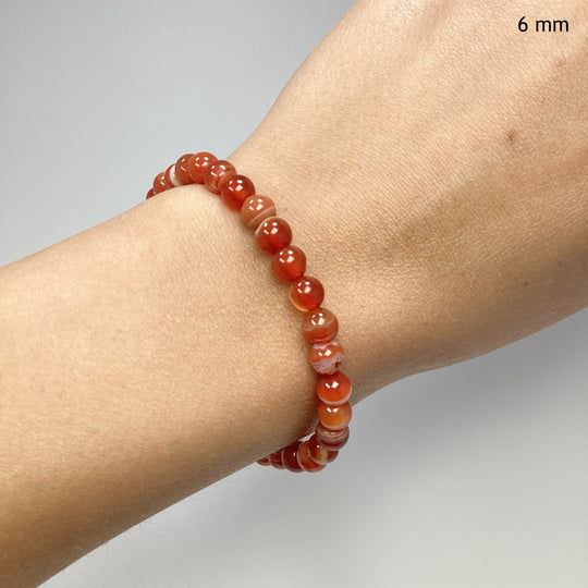 Banded Carnelian Agate Beaded Bracelet