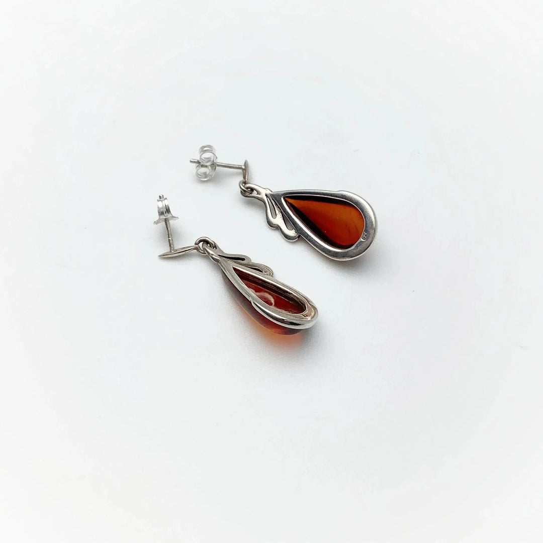 Cherry Amber Stud Earrings