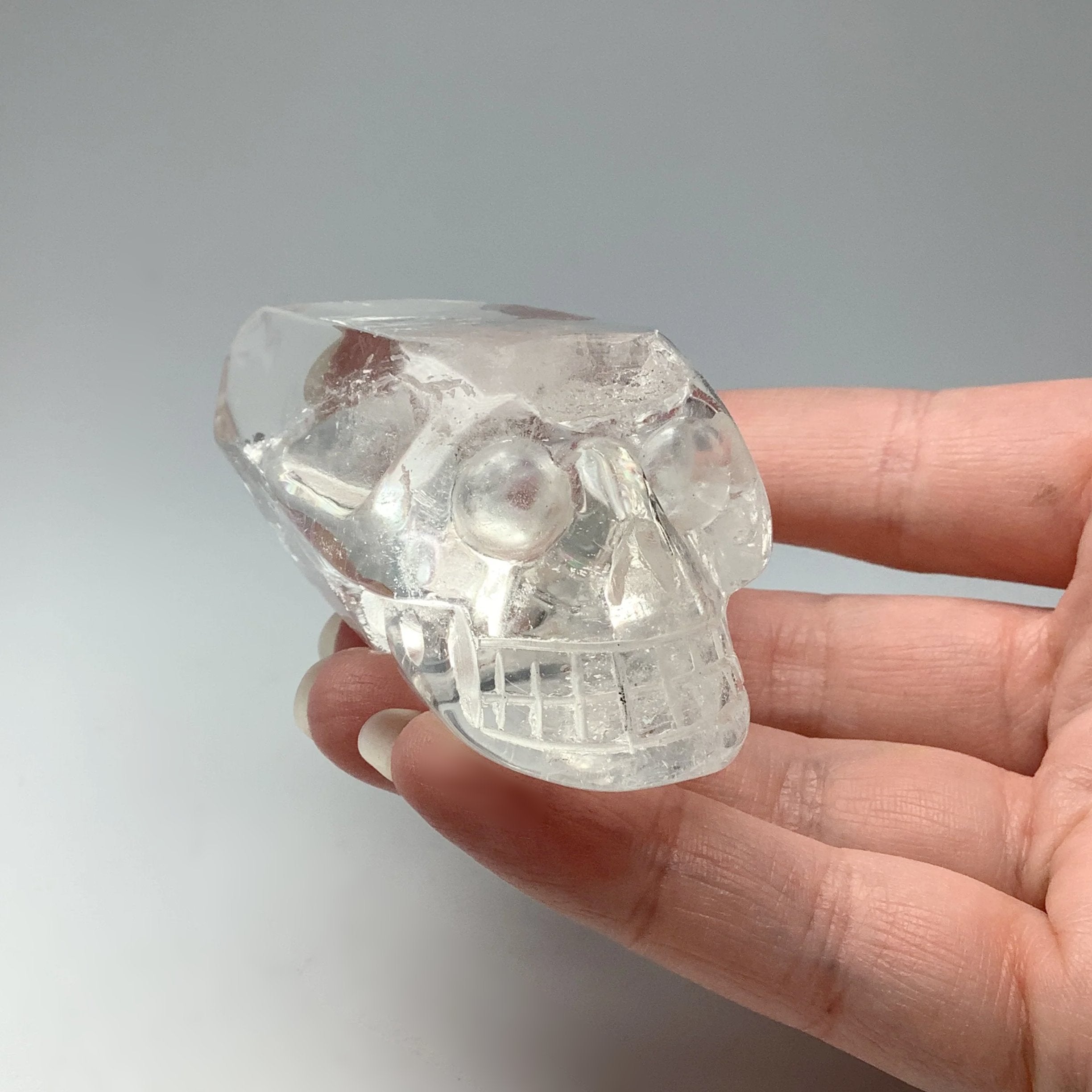 Carved Quartz Point Crystal Skull