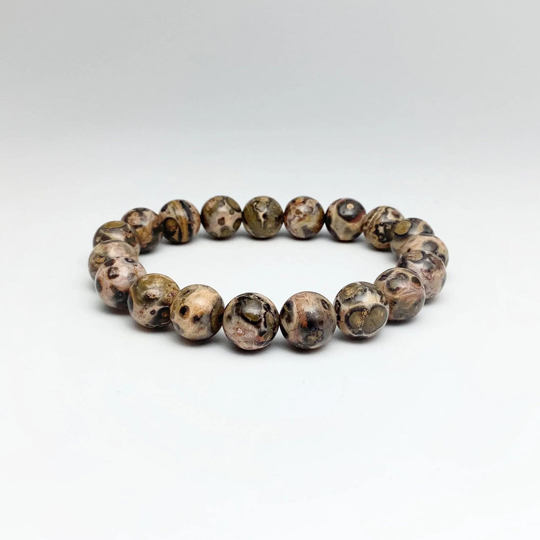 Orange Leopardskin Jasper Beaded Bracelet