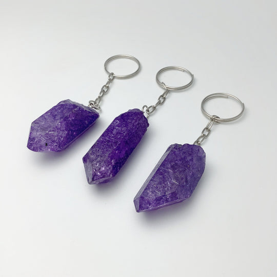 Rough Crackle Quartz Keychain