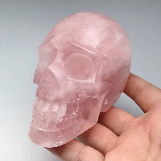 Carved Rose Quartz Skull