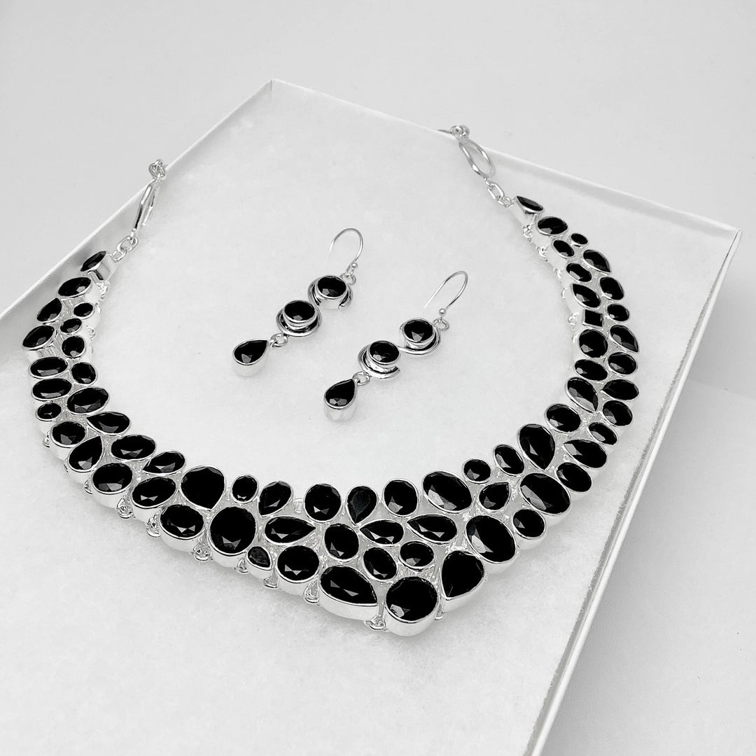 Black Onyx Earrings and Necklace Set