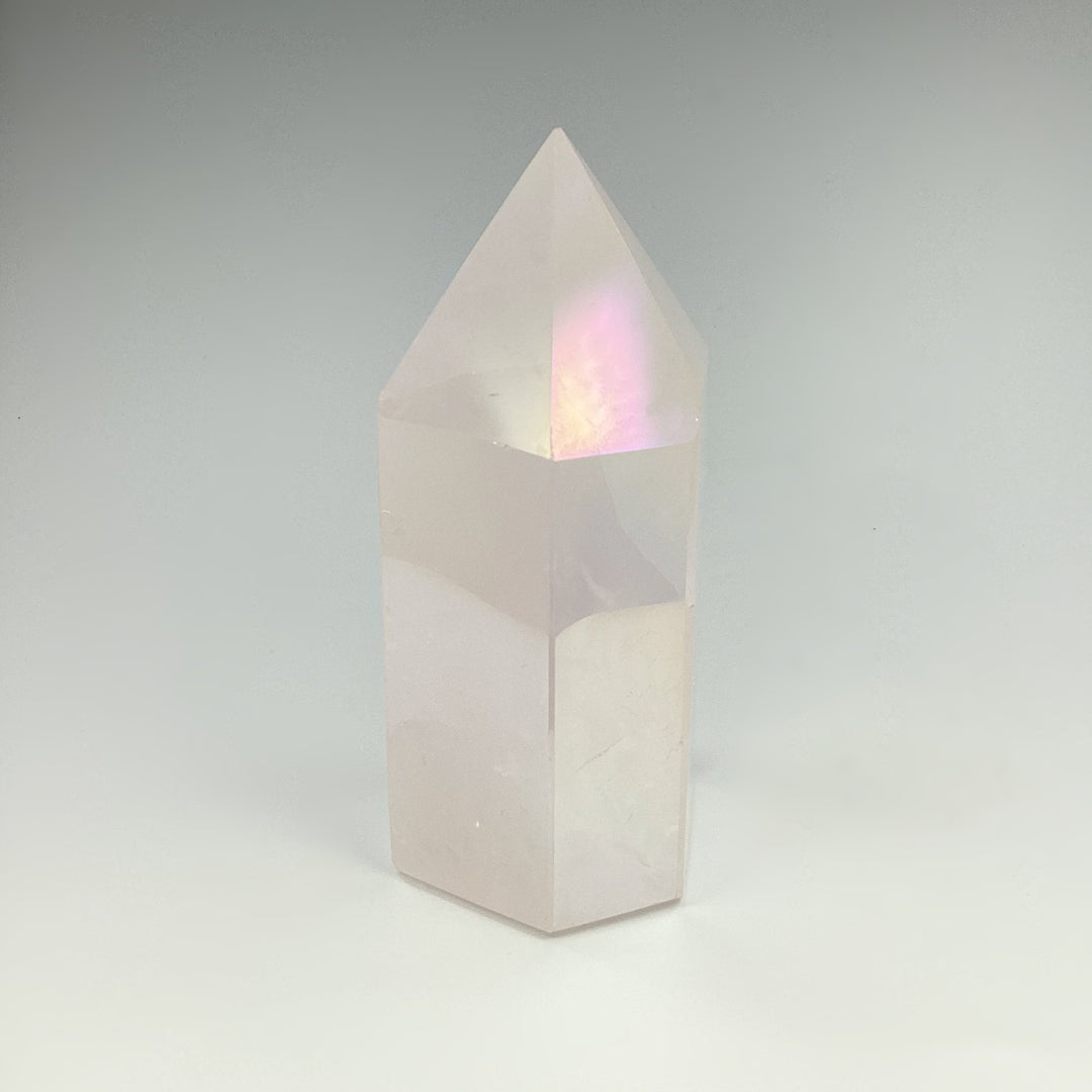 Polished Opalescent Rose Quartz Point