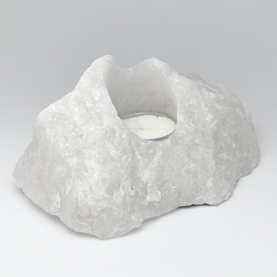 Rough Quartz Chunk Candle Holder