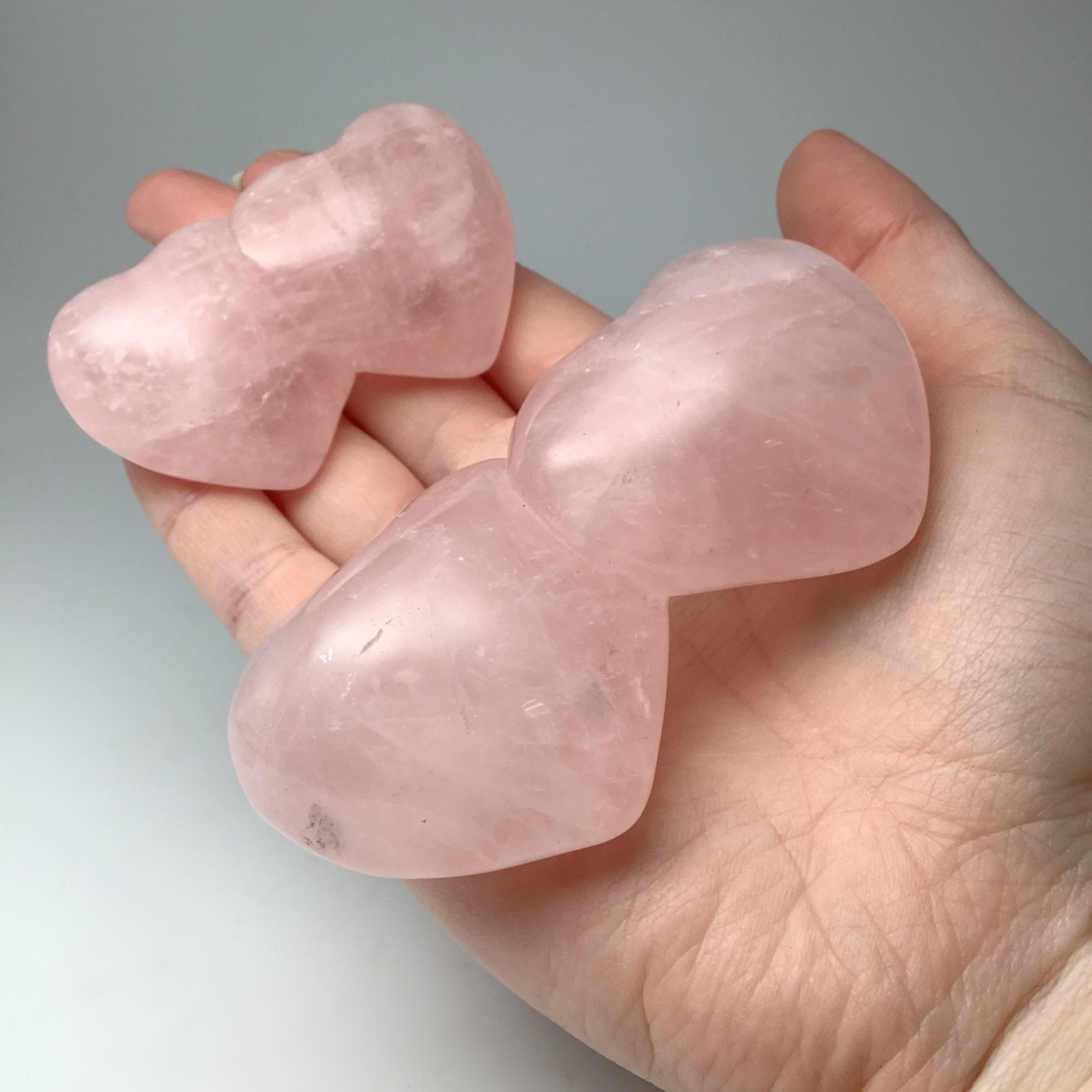 Rose Quartz Double Heart Carving