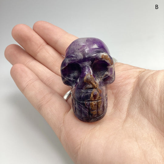 Carved Chevron Amethyst Skull at $69 Each