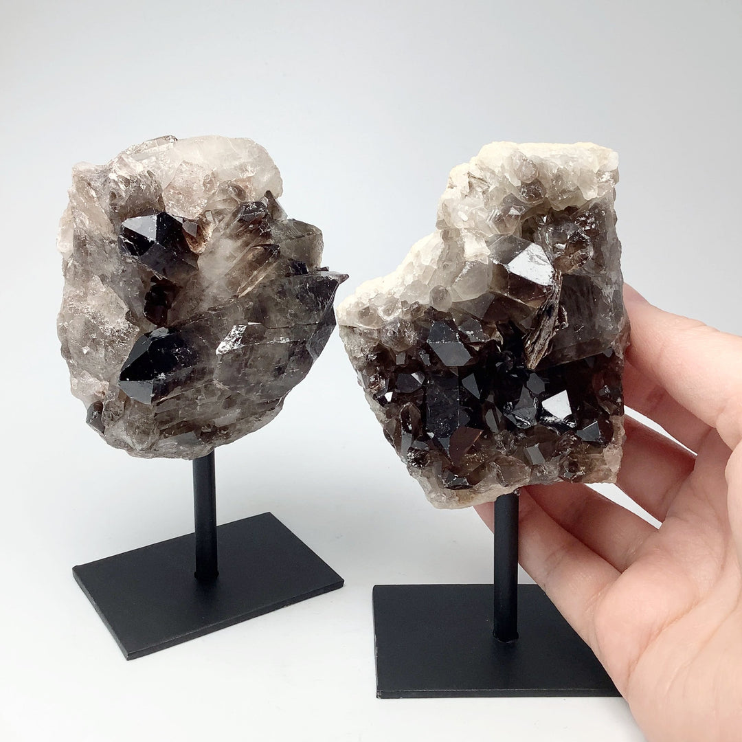 Smoky Quartz Cluster on Display Stand