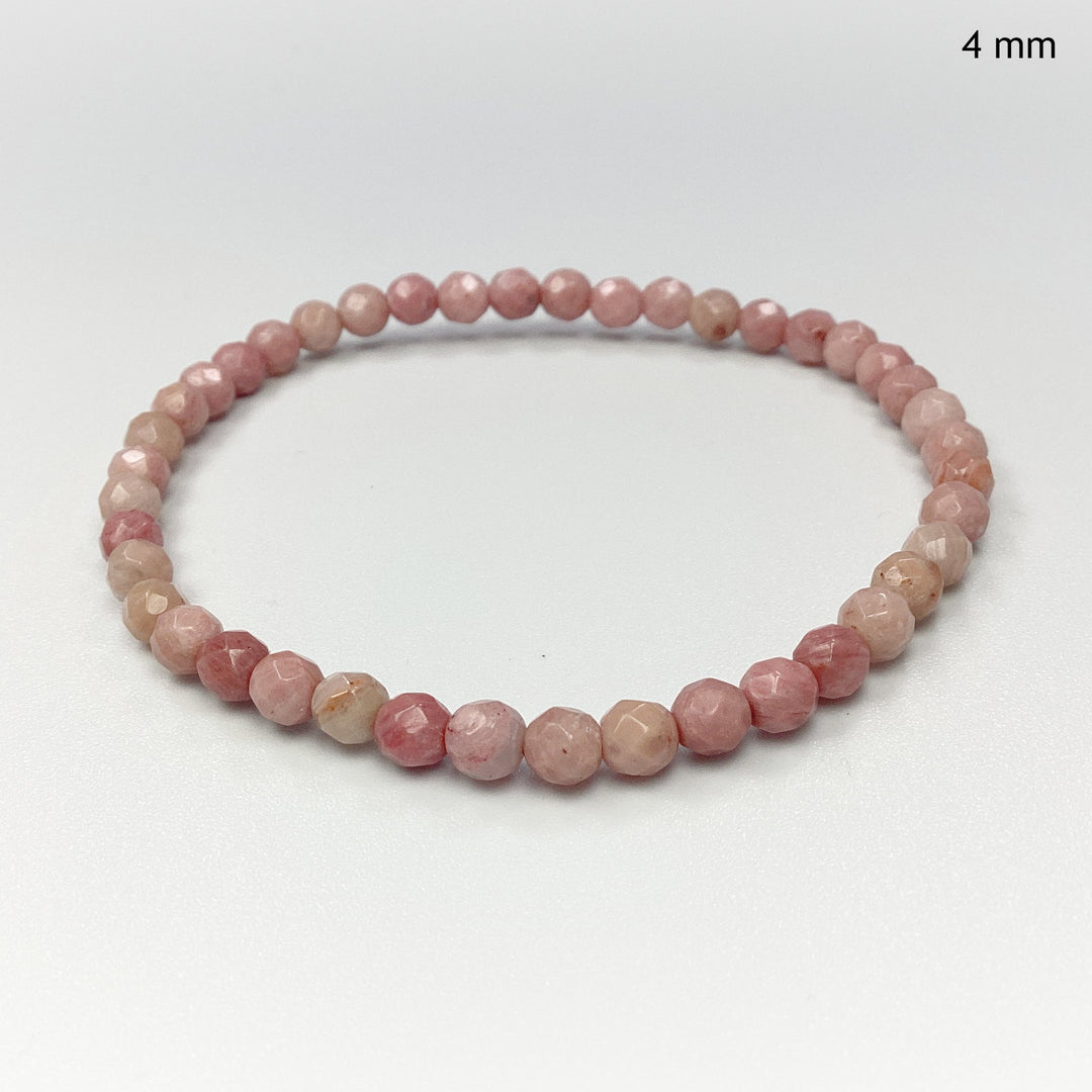 Pink Rhodonite Faceted Beaded Bracelet