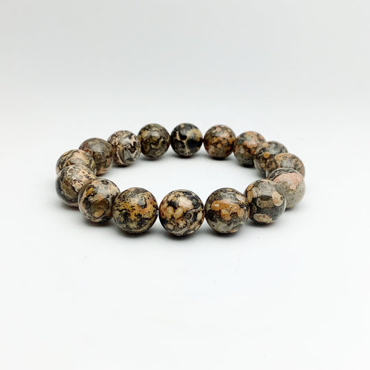 Orange Leopardskin Jasper Beaded Bracelet