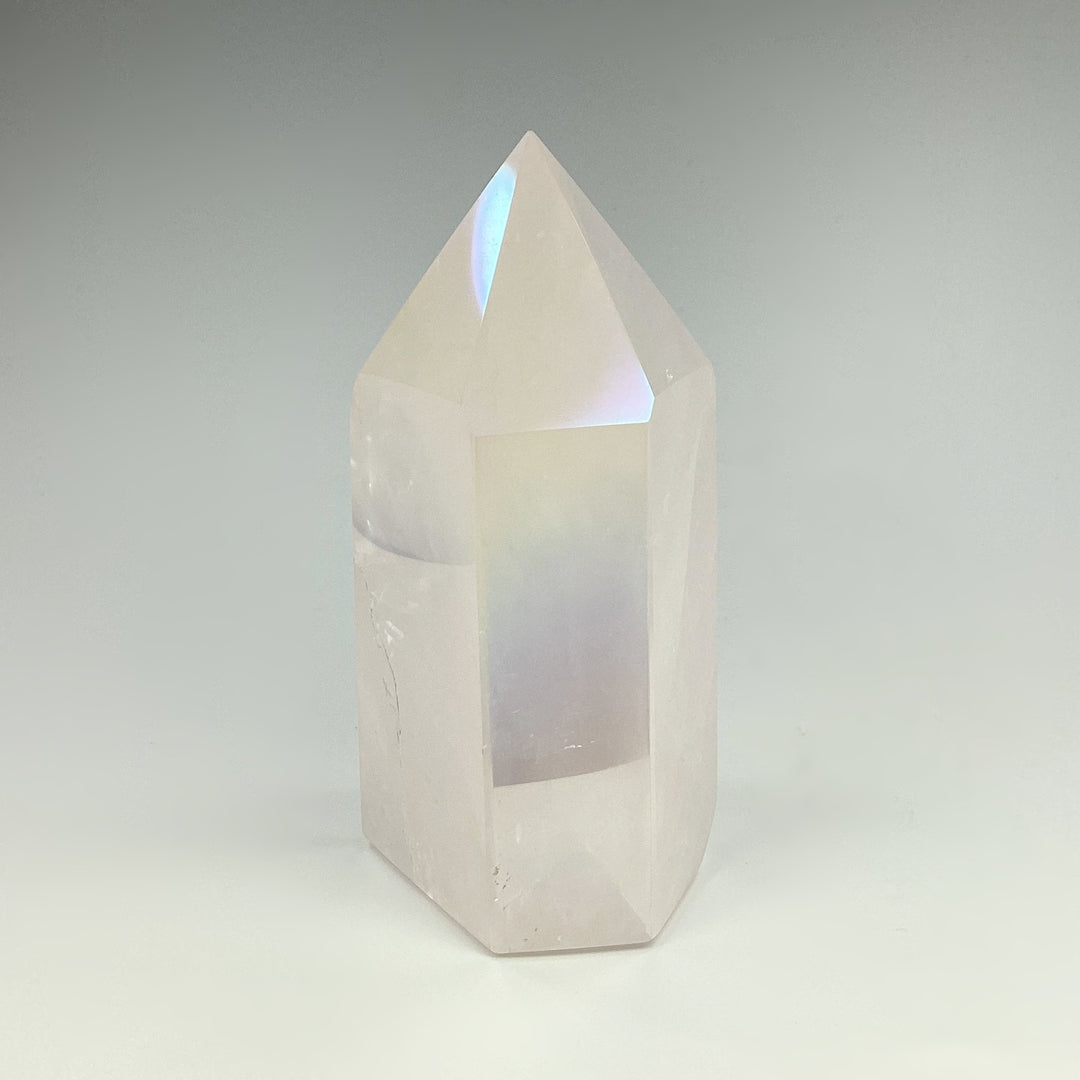 Polished Opalescent Rose Quartz Point