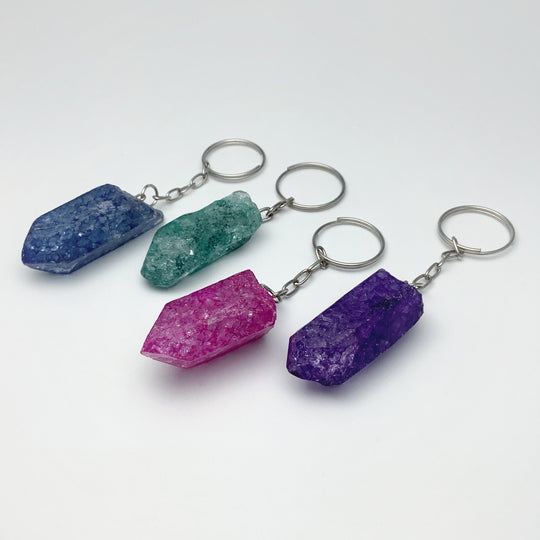 Rough Crackle Quartz Keychain