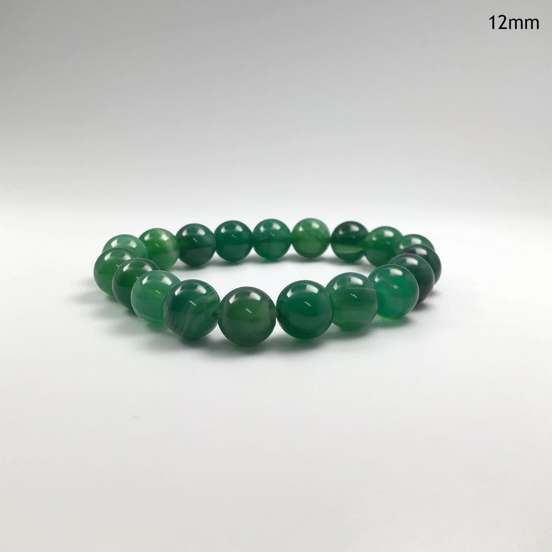 Banded Green Agate Beaded Bracelet