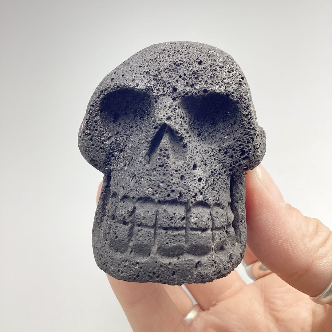 Carved Lava Stone Skull