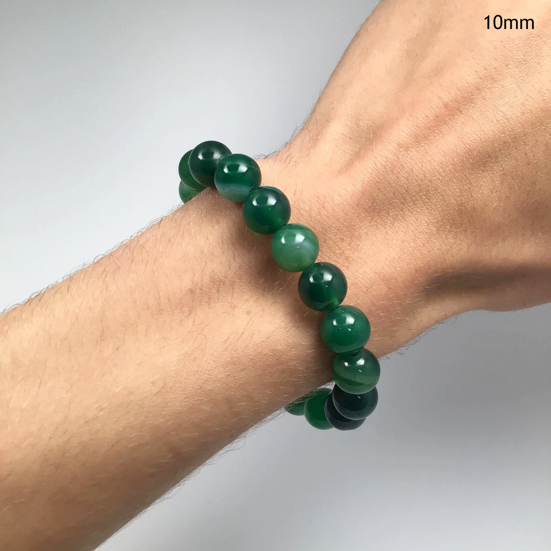 Banded Green Agate Beaded Bracelet