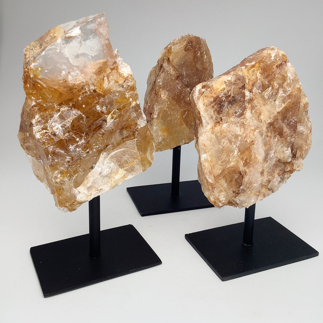 Golden Healing Quartz On Metal Display Stand