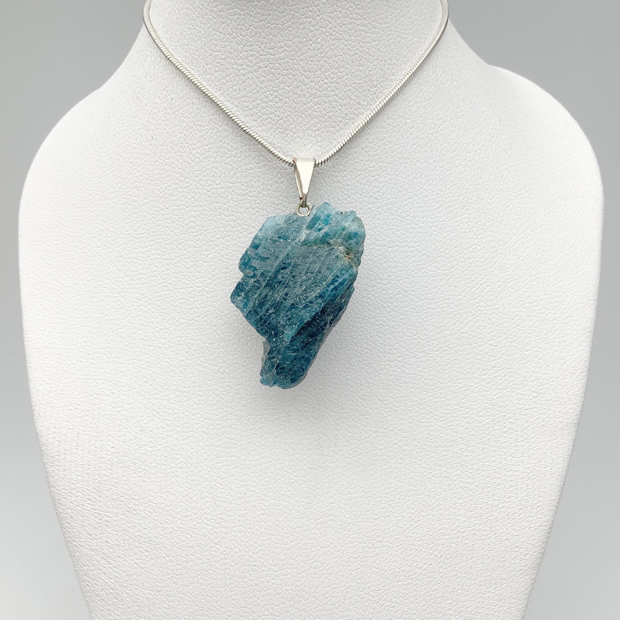 Blue Apatite Rough Chunk Pendant