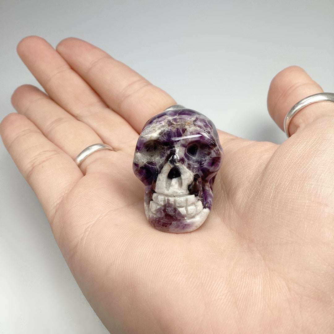 Carved Chevron Amethyst Skull