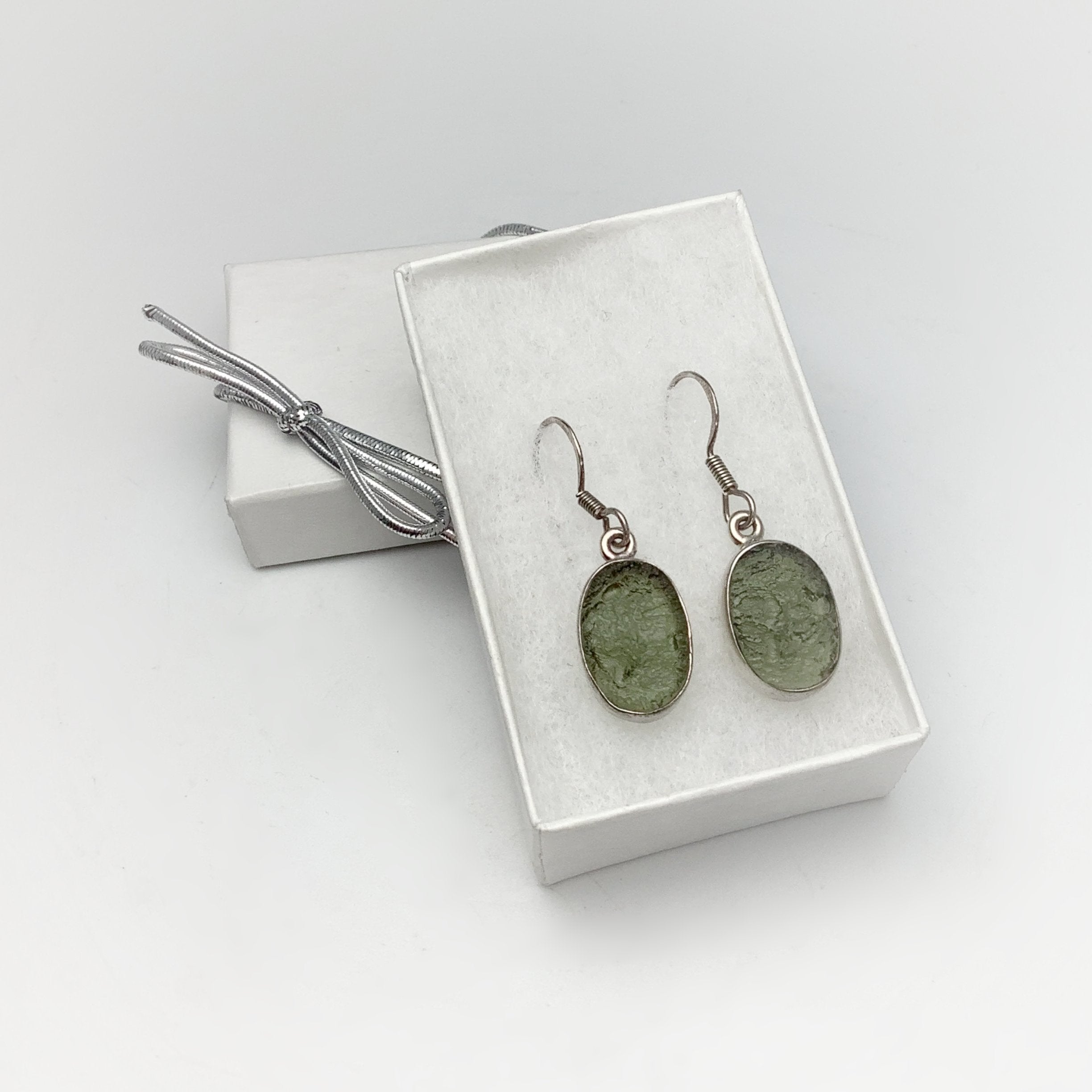 Czech deals Moldavite and Herkimer Diamond Hook Earrings