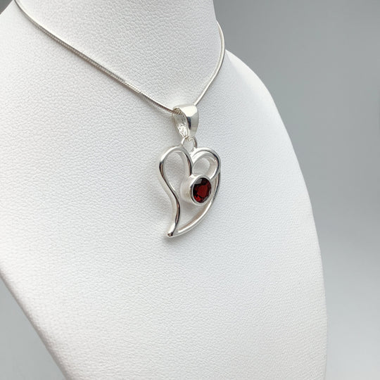 Garnet Heart Pendant