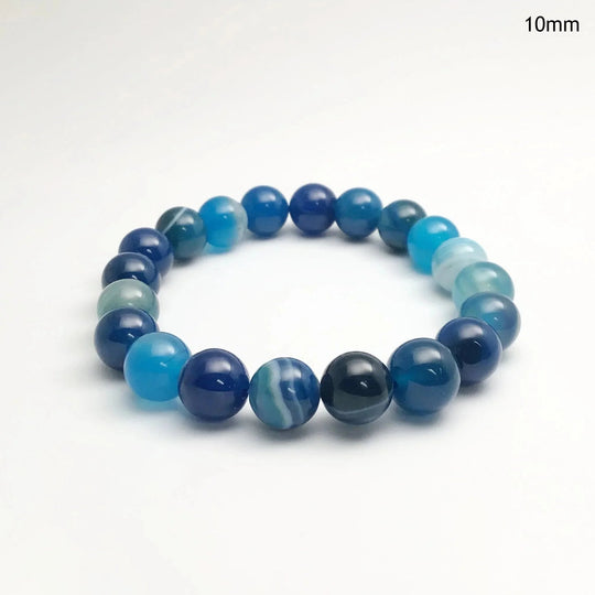 Banded Blue Agate Beaded Bracelet