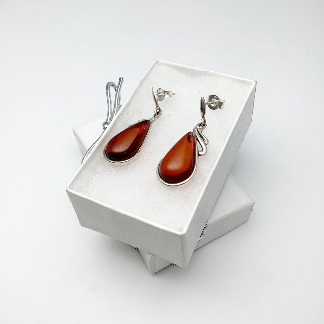 Cherry Amber Stud Earrings