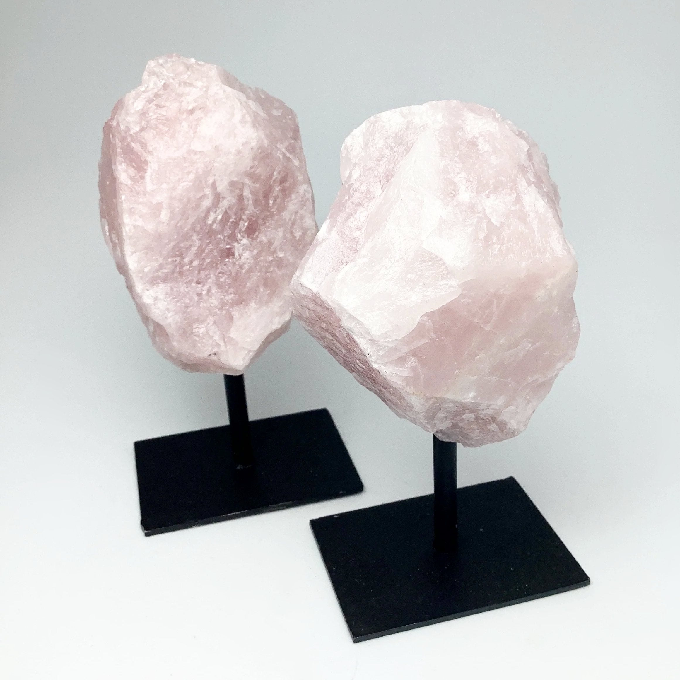 Rough Rose Quartz on Display Stand