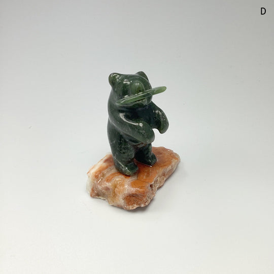 Jade Bear Carving on Base