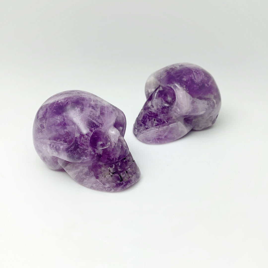 Carved Chevron Amethyst Skull at $49 Each