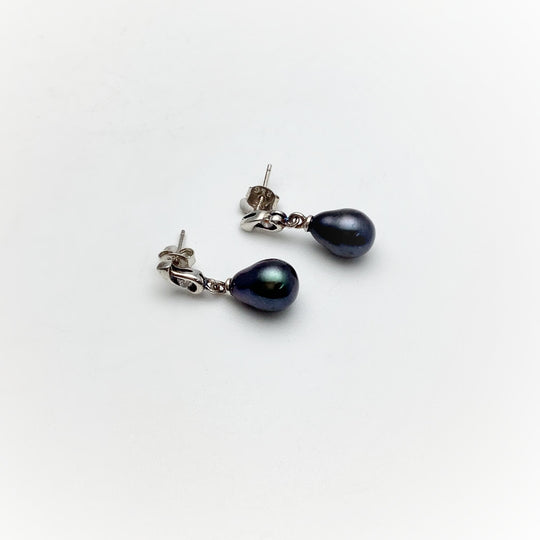 Tahitian Pearl and Cubic Zirconia Stud Earrings