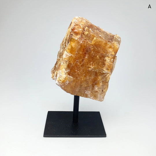 Golden Healing Quartz On Metal Display Stand