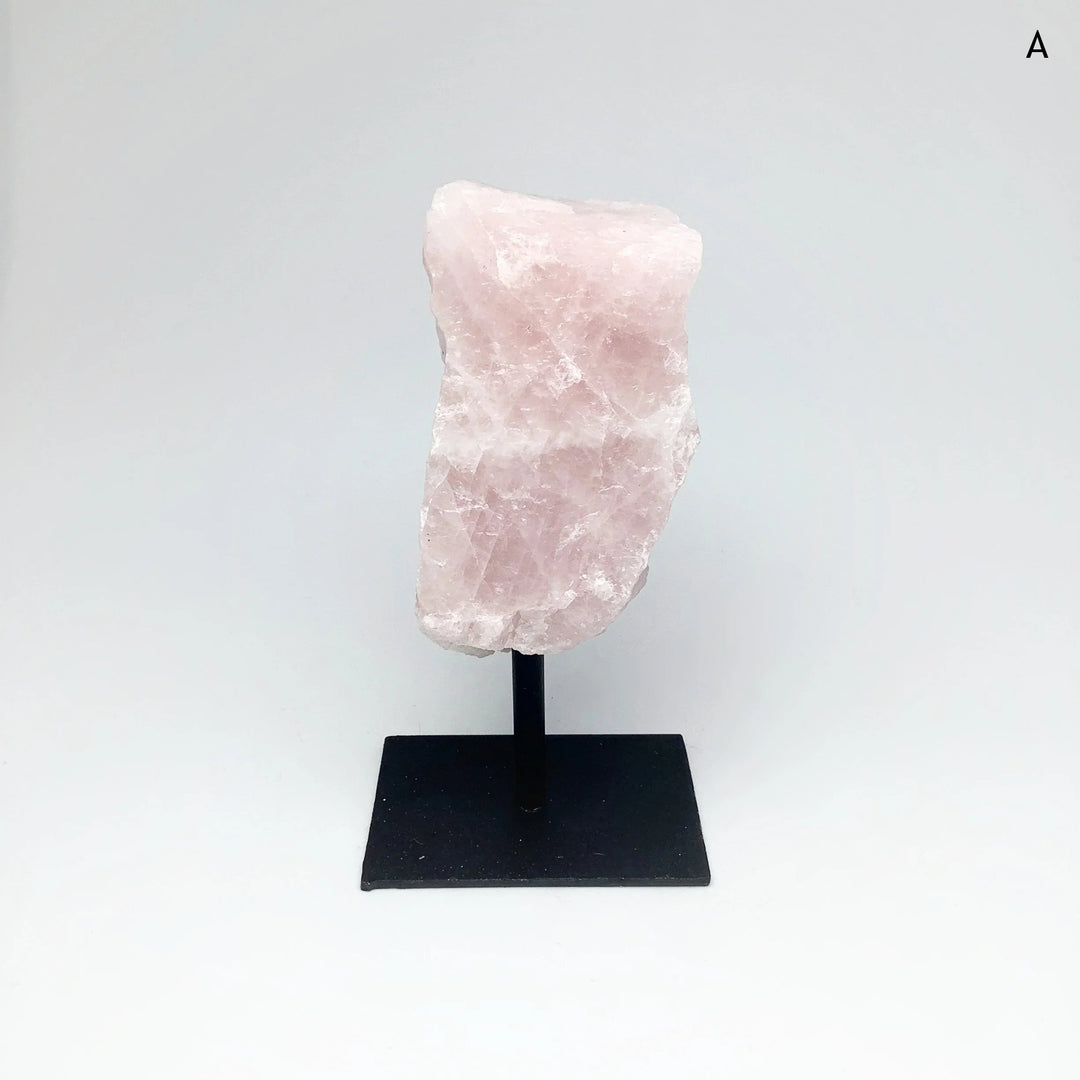 Rough Rose Quartz on Display Stand