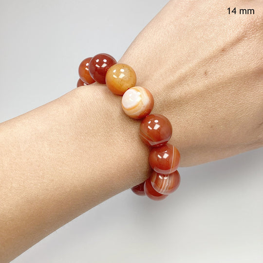 Banded Carnelian Agate Beaded Bracelet