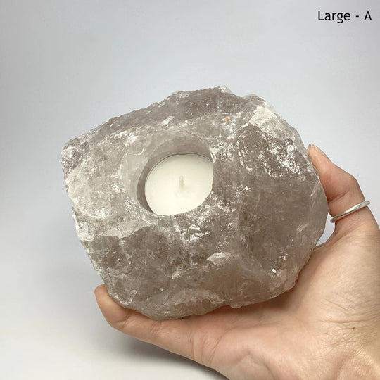 Rough Smoky Quartz Candle Holder