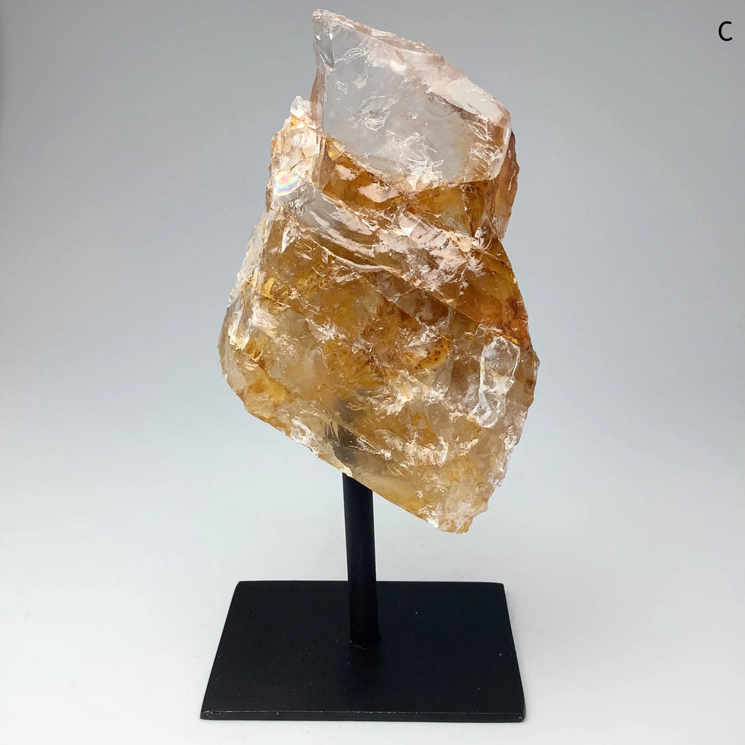 Golden Healing Quartz On Metal Display Stand