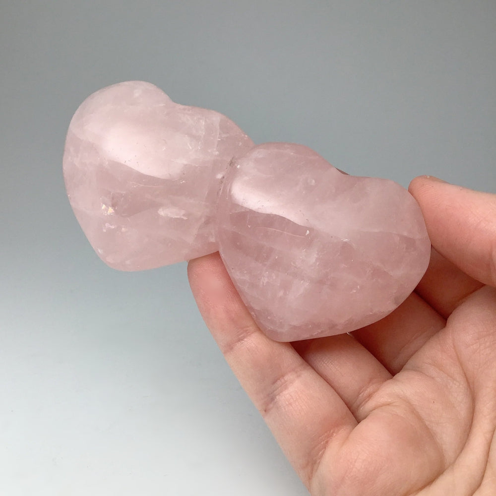 Rose Quartz Double Heart Carving