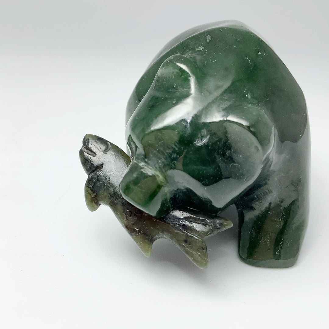 BC Jade Bear with Fish Carving