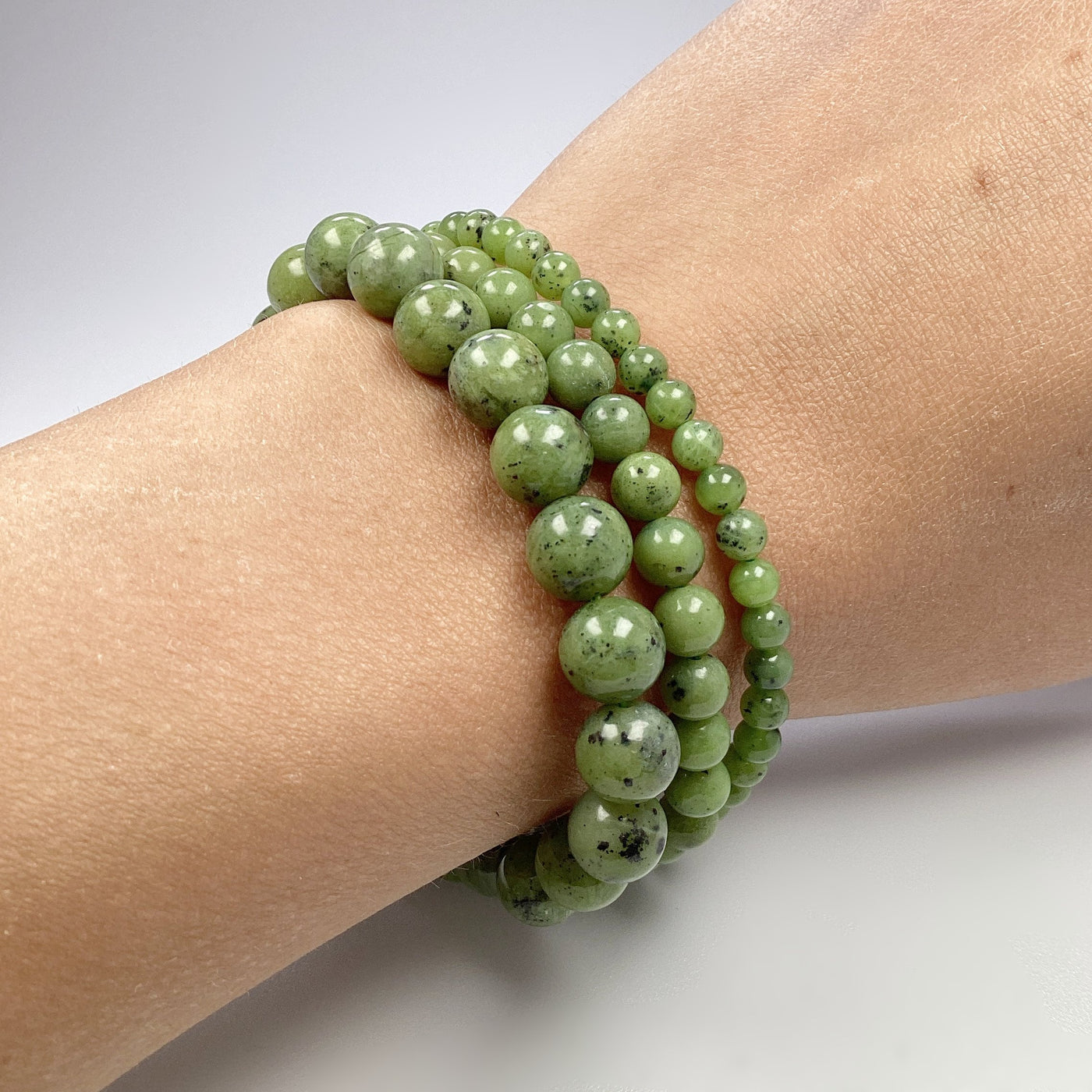 Jade Barrel with Mixed Shape Spacer Stretchy Bracelet (4 Options Avail