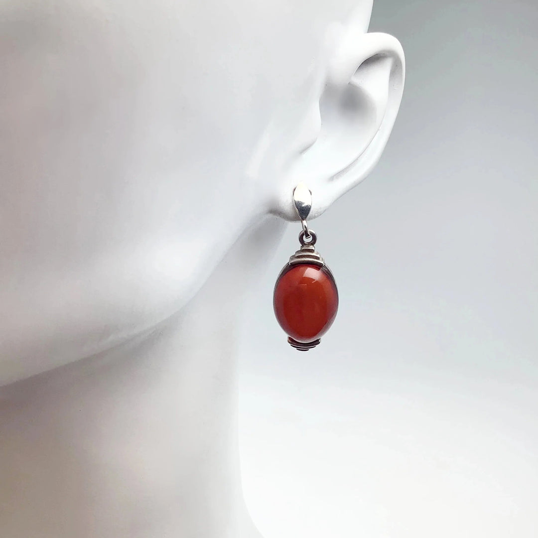 Cherry Amber Stud Earrings