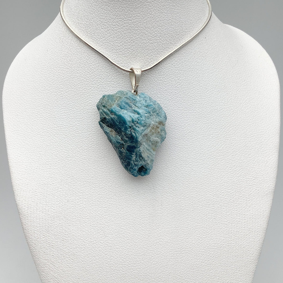 Blue Apatite Rough Chunk Pendant