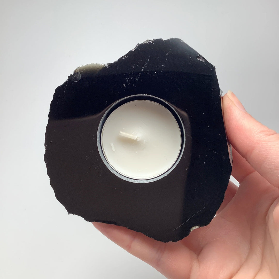 Black Obsidian Candle Holder