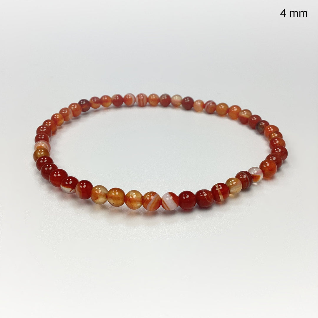 Banded Carnelian Agate Beaded Bracelet