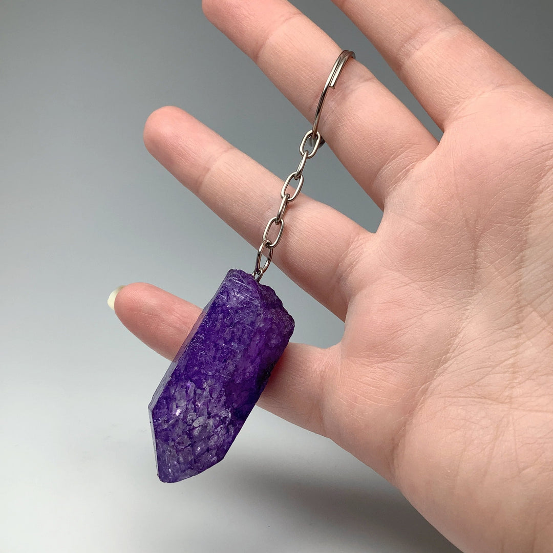 Rough Crackle Quartz Keychain