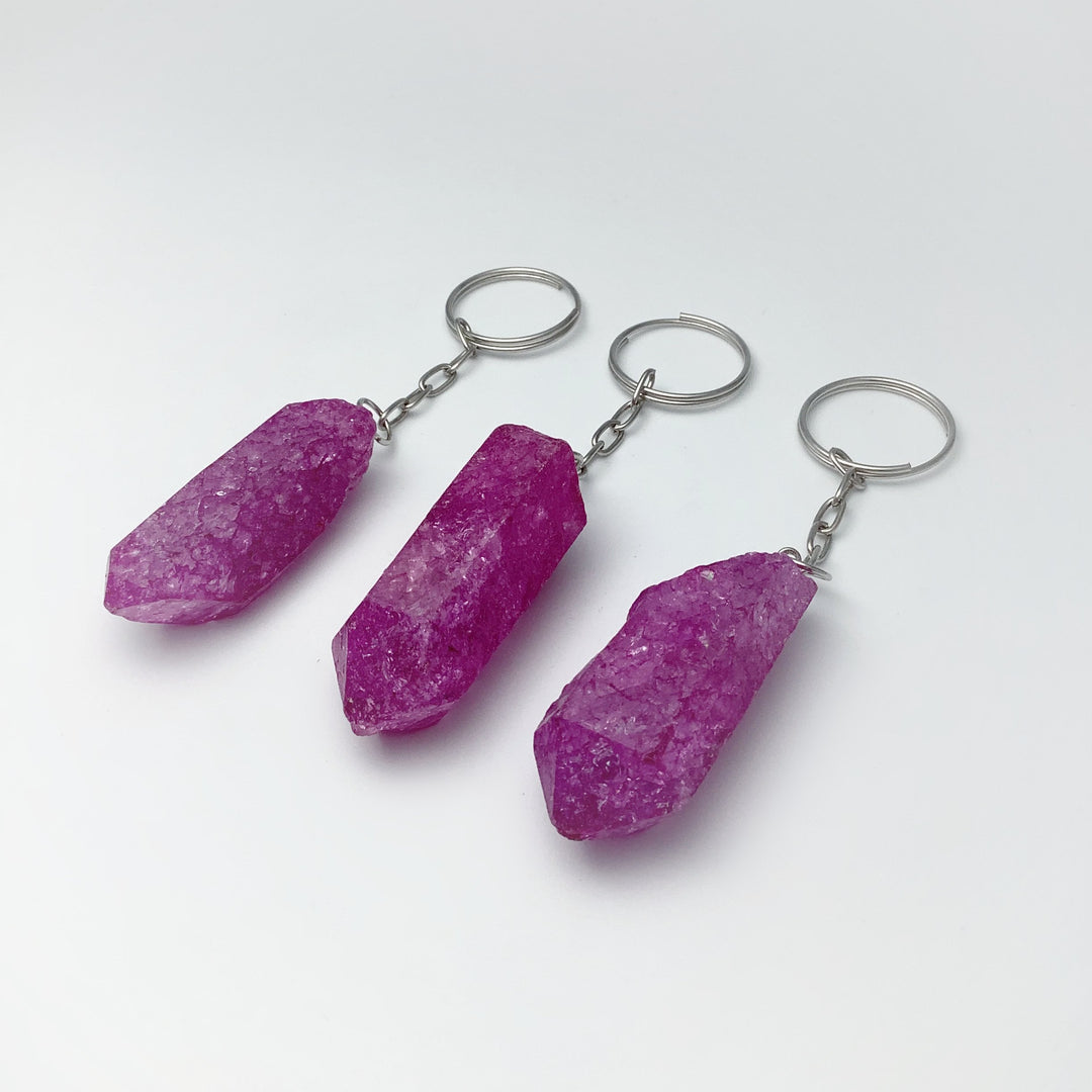 Rough Crackle Quartz Keychain