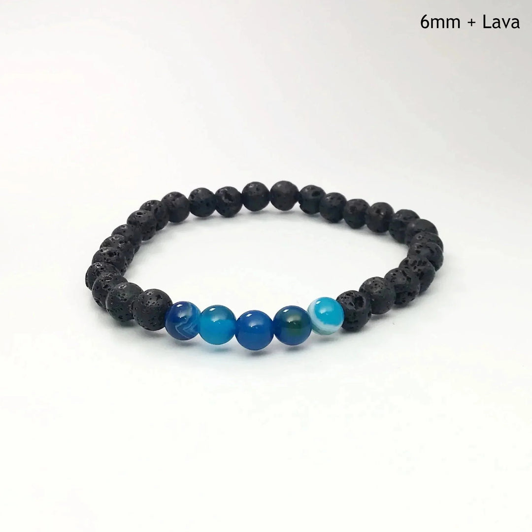 Banded Blue Agate Beaded Bracelet