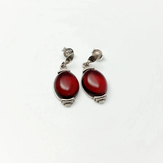 Cherry Amber Stud Earrings