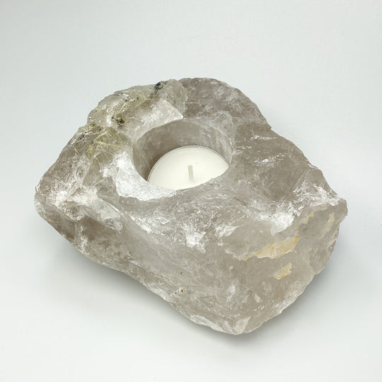 Rough Smoky Quartz with Inclusions Candle Holder